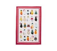 Ulster Weavers 'Christmas Cats in Waiting' Animal Print 100% Cotton Tea Towel in Red Ulster Weavers Red