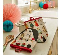 Ulster Weavers - Christmas Oven Mitts with Cats (18 x 14.5cm) - Mini Oven Gloves with Cats - 100% Cotton - Christmas Cat Oven Gloves Heat Resistant - Christmas Kitchen Decorations - Cat Lovers Gifts
