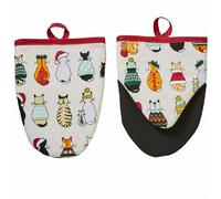 Ulster Weavers - Christmas Oven Mitts with Cats (18 x 14.5cm) - Mini Oven Gloves with Cats - 100% Cotton - Christmas Cat Oven Gloves Heat Resistant - Christmas Kitchen Decorations - Cat Lovers Gifts