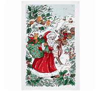 Ulster Weavers Christmas Recycled Cotton Blend Tea Towel Made in Northern Ireland, UK - Multicoloured - Santa Scene