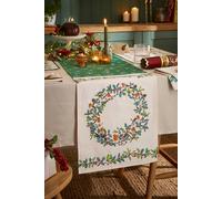 Ulster Weavers 'Christmas Robins' Festive Print 100% Cotton Table Runner in Green Ulster Weavers Green
