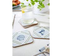 Ulster Weavers 'Coastal Treasures' Coatal Inspired Print Printed MDF Coasters(4 Pack) in Blue Ulster Weavers Blue