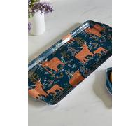 Ulster Weavers 'Connie the Cow' Trees Print Small Tray in Navy Ulster Weavers Navy