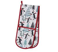 Ulster Weavers Double Oven Glove - Penguins on Ice (100% Cotton Outer; 100% Polyester wadding; CE marked, Red)