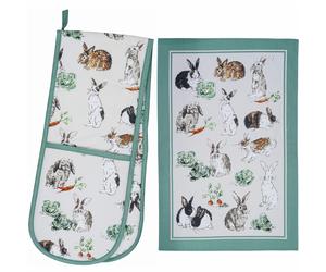 Ulster Weavers Double Oven Gloves & Tea Towel Sets Beekeeper Dotty Sheep Rooster