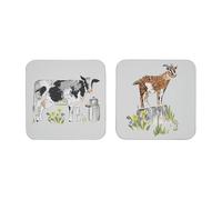 Ulster Weavers - Farm Animals Coasters - Durable 100% Cork - Coasters Set of 4 Pieces - Size 10.5 x 10.5 x 0.5cm - Goat & Cow Coaster Set for Drinks/Cups/Mugs - Kitchen Gifts - Kitchen Accessories