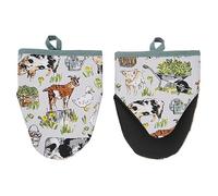 Ulster Weavers - Farm Animals Microwave Oven Mitts (18 x 14.5cm) - 100% Cotton - 1x Pair - Farm Themed Oven Glove Heat Resistant - Washable - Farm Oven Glove w/Sheep, Cow & Pigs - Kitchen Accessories