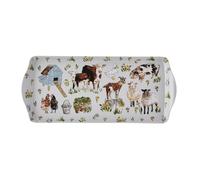 Ulster Weavers - Farm Animals Tea Tray (39 x 17 x 2.5cm) - Dishwasher Safe - Plastic Serving Tray - Kitchen Accessories - Cow, Pig & Chicken Serving Tray/Dinner Tray in White - Tray for Eating On Lap