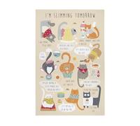 Ulster Weavers - Fat Cats & No Diets Tea Towel (74 x 48cm) - 100% Cotton - Orange Dish Cloths/Dish Towel with Cats - Orange Cat Tea Towel Gifts - Kitchen Accessories & Decor - Cat Lovers Gifts