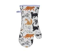 Ulster Weavers 'Feline Friends' Animal Print 100% Cotton Gauntlet Oven Glove in Grey Ulster Weavers Grey