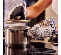 Microwave Oven Mitts - Pair Ulster Weavers Feline Friends 100% Cotton Grey
