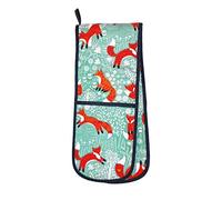 Ulster Weavers Double Oven Glove - Foraging Fox (100% Cotton Outer; 100% Polyester wadding; CE marked, Blue)