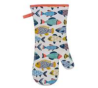 Ulster Weavers Gauntlet Single Oven Glove - Aquarium (100% Cotton Outer; 100% Polyester wadding; CE marked, Blue)