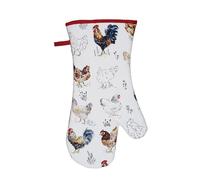 'Farm Birds' Animal Print Gauntlet Oven Glove Ulster Weavers Red One Size