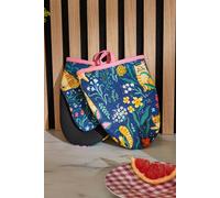 Ulster Weavers 'Marmalade Meadow' Playful Cat 100% Cotton Microwave Mitts (Pair) in Navy Ulster Weavers Navy