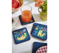 Ulster Weavers 'Marmalade Meadow' Playful Cat Print Printed MDF Coasters (4 Pack) in Navy Ulster Weavers Navy