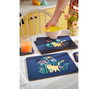 Ulster Weavers 'Marmalade Meadow' Playful Cat Print Printed MDF Placemat (4 Pack) in Navy Ulster Weavers Navy