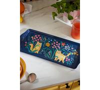 Ulster Weavers 'Marmalade Meadow' Playful Cat Print Small Tray in Navy Ulster Weavers Navy