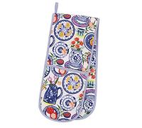 Ulster Weavers - Mediterranean Double Oven Gloves (88 x 18cm) - 100% Cotton - Mediterranean Oven Gloves Heat Resistant - Washable - Moroccan Oven Gloves in Blue - Mediterranean Kitchen Accessories