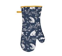 Ulster Weavers - Navy Forest Animals Gauntlet Oven Glove (37 x 20cm) - 100% Cotton - 1 Piece - Woodland Animals Oven Glove Heat Resistant - Oven Glove with Fox, Deer & Rabbit - Kitchen Accessories