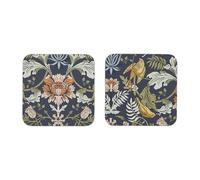 Ulster Weavers - Navy William Morris Coasters - Durable 100% Cork - Coasters Set of 4 Pieces - Size 10.5 x 10.5 x 0.5cm - Jacobean Coaster Set for Drinks/Cups - Kitchen Gifts - Kitchen Accessories