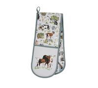 'Portman Farm' Animal Print Double Oven Glove Ulster Weavers Grey One Size