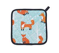 'Foraging Fox' Animal Print 100% Cotton Pot Mat Ulster Weavers Blue One Size