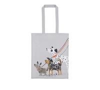 Ulster Weavers PVC Bag - Durable 100% Cotton with Wipe Clean Coating and Polyester Lining, Everyday Use, Easy to Clean, Sturdy Construction, Medium, Animal Theme, Dog Days, Grey