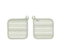 Ulster Weavers - Sage Gingham Pot Mat/Pot Holder (21 x 21cm) - 100% Cotton - Cotton Trivet with Stripes - Striped Green Pot Mat in Blue - Trivets for Hot Pans - Sage Kitchen Accessories