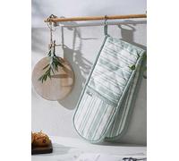 'Sage Stripe' Graphic Print Double Oven Glove Ulster Weavers Green One Size