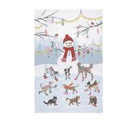 Ulster Weavers Snowman & Pets Christmas Tea Towel, Cotton Kitchen Towel, Festive Cat & Dog Print, 74 x 48cm, for Pet Lovers