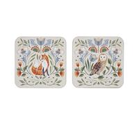 Ulster Weavers - Woodland Animals Coasters - Durable 100% Cork - Coasters Set of 4 Pieces - Size 10.5 x 10.5 x 0.5cm - Fox & Owl Coaster Set for Drinks/Cups/Mugs - Kitchen Gifts - Kitchen Accessories