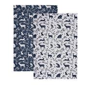 Cotton Tea Towel 2 Pack Ulster Weavers Forest Friends - Navy 100% Cotton Navy