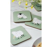 Ulster Weavers 'Woolly Sheep' Animal Print Printed MDF Coasters (4 Pack) in Green Ulster Weavers Green