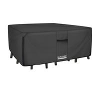 ULTCOVER 600D Pvc Durable Rectangular Patio Table With Chair Cover, 100% Waterproof Outdoor Furniture Table Covers Rectangular 136"(L) x74(W) Black