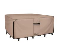 ULTCOVER Rectangular Patio Heavy Duty Table Cover - 600D Tough Canvas Waterproof Outdoor Dining Table and Chairs General Purpose Furniture Cover Size 64L x 52W x 28H inch