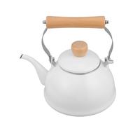 ULTECHNOVO 1.4l White Enamel Kettle with Precision Temperature Control and Versatile Compatibility, Vintage Classic Style Tea Kettle Made of Enamel and Wood, Suitable for Home and Camping Use