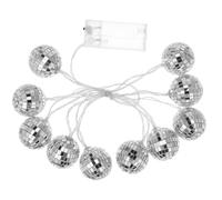 ULTECHNOVO 1.8m 10 LED Disco Ball String Lights Battery Powered Mirror | Warm White Reflective Glass Fairy Lights for Party Bedroom Camping Garden Festival Photo Props Home Decor Warm White