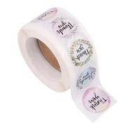 ULTECHNOVO 1 Inch Thank You Words Stickers Roll with Flower Pattern, Self-Adhesive Copper Plate Labels, Easy to Tear, 500 Pieces for DIY and Sticking in Furniture