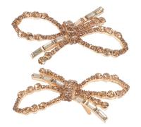 ULTECHNOVO 1 Pair Shoe Decoration Clip Rhinestone Shoe Buckle Elegant Bowknot Design Golden Iron Material Durability Resistant against Rust and Fading Decorative for Women Bridal Events