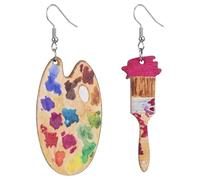 ULTECHNOVO 1 Pair Wood Paint Palette Dangly Earrings for Women