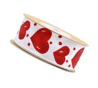 ULTECHNOVO 1 Roll Red Polyester DIY Ribbon with Heart Pattern, Comfortable Feel and Easy to Create A Bow, for Decorating and Wedding Invitations