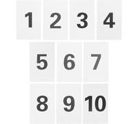ULTECHNOVO 10 Pcs Plastic Number Cards Table Numbers 1-10 Sturdy Multi-purpose White Digital Cards for Desk Use 3.34 X 2.16 X 0.04