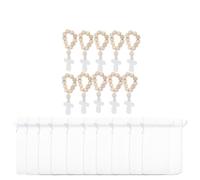 ULTECHNOVO 10 Sets Wood Finger Rosary Beads with Crucifix and Mesh Bags for Baptisms Confirmations First Communions Showers and Weddings