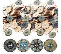 ULTECHNOVO 100pcs Assorted Colour Wood Buttons with Holes for Sewing, Decorative Creative Clothes Buttons for Decorating Suits and Clothes, for Crafting and DIY Sewing Projects Random Color