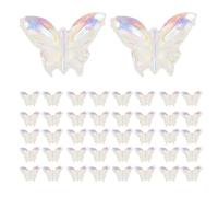 ULTECHNOVO 100pcs Iridescent Plastic Butterfly Nail Art Charms with Burrfree Edges and Secure Hold, Mini Fairy Style Nail Embellishments for Women, for Special Occasions and Daily Wear