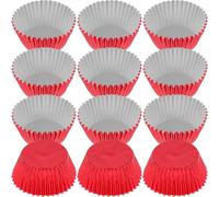 ULTECHNOVO 100Pcs Thickened Red Aluminum Foil Muffin Cases for Baking, Sturdy Cupcake Paper Liners Suitable for Birthday Parties and Kitchen Use