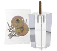 ULTECHNOVO 10cm Acrylic Furniture Legs, Pyramid Clear Table Feet with Bolts Mounting Plates and Screws for Cupboard, Sofa, Bed, Coffee Table