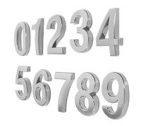 ULTECHNOVO 10Pcs 5Cm 3D Self-Adhesive Door Number Stickers in Silver Grey for Exterior House and Business Address Signs