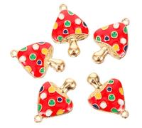 ULTECHNOVO 10pcs Antique Red Mushroom Charms DIY Jewelry Pendants Alloy Drip Oil Craft Accessories for Necklace Bracelet Earring Making Creative Unique Design